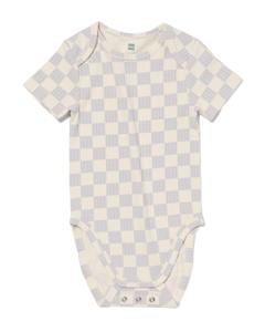 HEMA Meegroeiromper Rib Bamboe Met Stretch Ruiten Blauw (blauw)