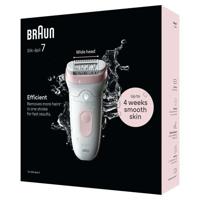Elektrische epilator - BRAUN - SILK EPIL 7 SE 7-000 - 2 snelheden - Draadloos - 40 min - Wit / Roze