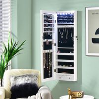 Spiegelend Juwelenkabinet Afsluitbaar Wand/Deur Montage 36 x 10 x 108 cm Wit