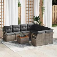 Tuinbankenset met opslag 9 pcs Grijs poly rattan