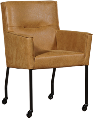 Cognac leren moderne eetkamerstoel Lucky - Kenia Leer Walnut (cognac leer)