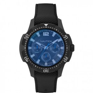 Nautica horlogeband NAPSDG003 Silicoon Zwart 22mm + zwart stiksel