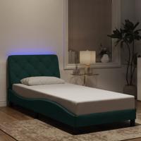 Bedframe met LED-verlichting fluweel donkergroen 90x190 cm