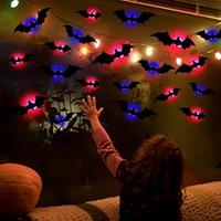 12 stuks 3D Halloween vleermuis decoratie nachtlampje - griezelig multifunctioneel decor voor binnenraam tuin garage met griezelige gloed, pvc muursticker, kamer decor, woondecoratie, halloween kamer Lightinthebox