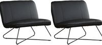 Set van 2 Zwarte leren industriële fauteuils zonder armleuning Smile - Hermes Leer Nero (zwart leer)