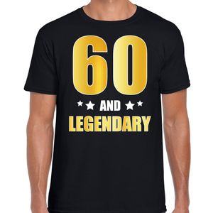 60 and legendary verjaardag cadeau t-shirt goud 60 jaar zwart voor heren