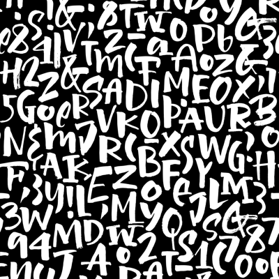 Zwart en wit behang letters