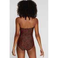 BEACHWAVE halter badpak met all over print zwart/brique - thumbnail