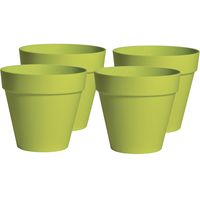 Plantenpot/bloempot - 4x - kunststof - lime groen - binnen en buiten - D20 x H17 cm