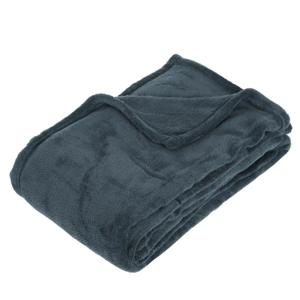 Fleece deken of plaid harig - donkergrijs - 130 x 180 cm - polyester - Bankdeken - Fleece plaid