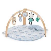 INGENUITY Cosy Spot Olifant Opvouwbare Baby Speelmat, Omkeerbaar Kussen, Houten Speelboog, Spiegel en Baby Sensorisch Speelgoed