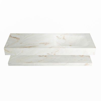 MONDIAZ ALAN-DLUX 130cm planchet Frappe. Vrijhangende wastafel CLOUD rechts 1 kraangat, kleur Frappe.