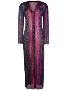 Missoni robe longue ornée de sequins à rayures - Violet