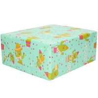 2x Rollen Inpakpapier/cadeaupapier mintgroen met cactussen design 200 x 70 cm