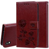 Rose reliëf horizontale Flip PU lederen draagtas voor Huawei Honor 8S/Y5 (2019) met houder & kaartsleuven & portemonnee (bruin)