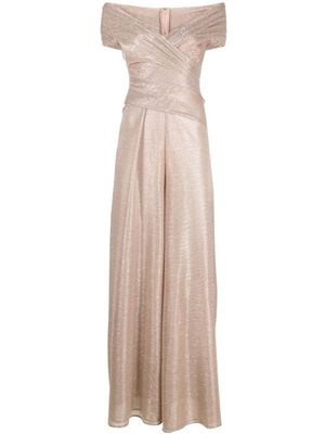 Talbot Runhof combinaison ample à voile métallisé - Rose