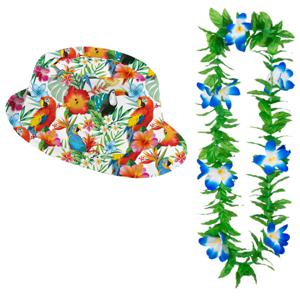 Carnaval verkleed set - Tropische Hawaii party - hoed met bloemenslinger - volwassenen