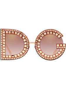 Dolce & Gabbana Eyewear lunettes de soleil DG Glitter à monture ronde - Rose