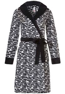 Dames badjas zwart wit motief-l