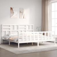 Bedframe met hoofdbord massief hout wit