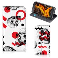 Mobiel BookCase Samsung Galaxy Xcover 4s Skull Red