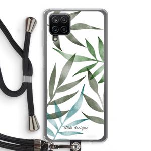 Tropical watercolor leaves: Samsung Galaxy A12 Transparant Hoesje met koord