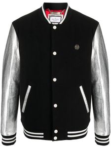 Philipp Plein metallic effect-sleeves bomber jacket - Noir