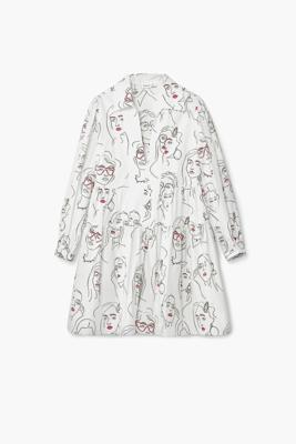 Gezichten jurk - WHITE - M Gezichten jurk - WHITE - M