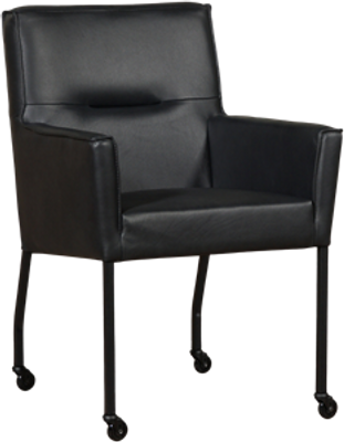 Zwarte leren moderne eetkamerstoel Lucky - Granada leer Black (zwart leer)