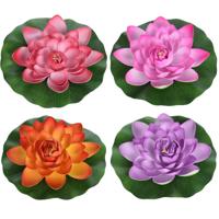 4x Gekleurde drijvende kunst waterlelie bloemen - Dia 26 cm - Vijver decoratie