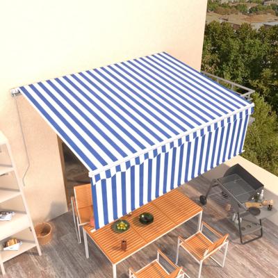 Luifel handmatig uittrekbaar met rolgordijn 4,5x3 m blauw wit