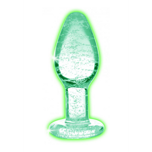 XR Brands Glow-In-The-Dark - Glass Butt Plug - Small