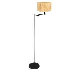 Mexlite Vloerlamp Bella Zwart Lampenkap Ø 30cm Beige - Geel E27