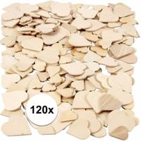 Hobby/knutsel Mozaiek hartjes - 120x - DIY - hout - diverse maten 18-30 mm