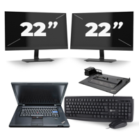 Lenovo ThinkPad L512 - Intel Core i3-1e Generatie - 15 inch - 8GB RAM - 240GB SSD - Windows 10 + 2x 22 inch Monitor