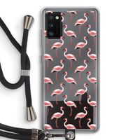 Flamingoprint groen: Samsung Galaxy A41 Transparant Hoesje met koord