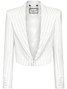 Philipp Plein blazer crop Cady à ornements en cristal - Blanc