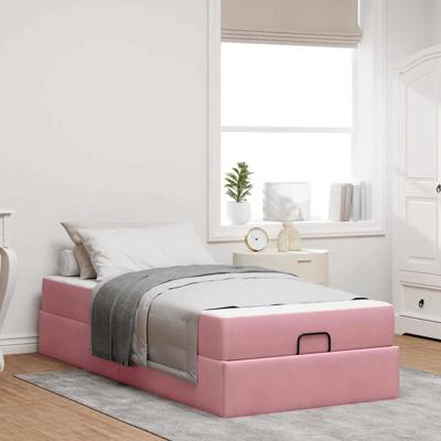 Bedframe met matras met opslag Roze 100 x 200 cm Fluweel
