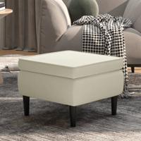 Kruk met houten poten fluweel crmekleurig
