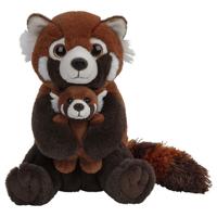 Nature Planet Pluche Rode Panda familie - knuffels - 22 cm - bosdieren knuffel