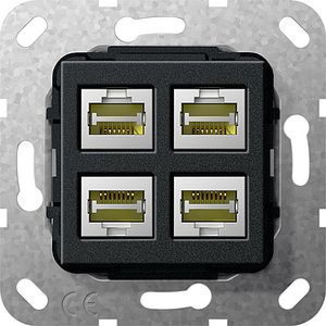 Computeraansluiting 4-voudig RJ45 CAT 6A mat zwart GIRA 569910