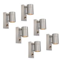 Set van 6 Mason Wandlampen - 2700K Warm Wit - Bewegingssensor en Schemerschakelaar - RVS - IP44 Waterdicht - Wandspot voor binnen en buiten