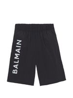 Balmain Kids short de bain à logo imprimé - Noir