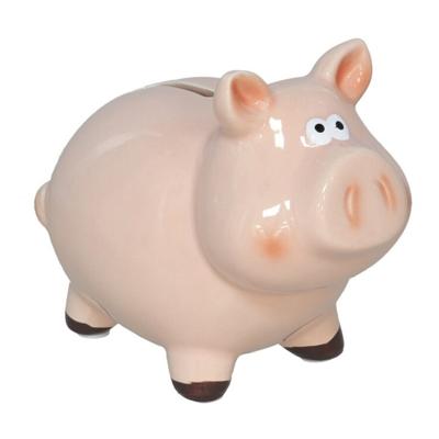Spaarpot Varken - dieren thema - 11 x 17 x 14 cm - roze - keramiek - kinderen