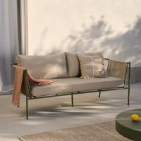 Kave Home 2-zits Loungebank 'Zivia' Staal en touw, kleur Ecru/Groen