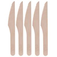 Wegwerp bestek van hout - messen - 40x stuks - Verjaardag of BBQ bestek - 16 cm