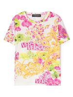 Versace Kids t-shirt orné de cristaux à fleurs - Blanc - thumbnail