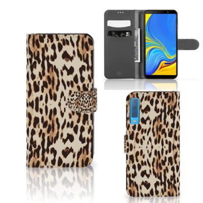 Samsung Galaxy A7 (2018) | Telefoonhoesje | Met pasjeshouder | Leopard