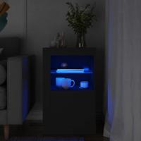 Bijzetkast met LED-verlichting bewerkt hout zwart