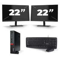 Lenovo ThinkCentre M710q USFF - Intel Core i7-6e Generatie - 16GB RAM - 256GB SSD - Windows 11 + 2x 22 inch Monitor